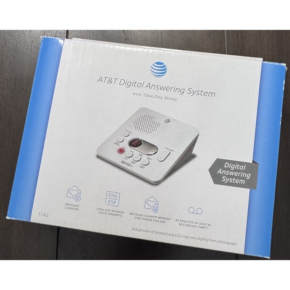 AT&T 1740 Digital Answering System With Time and Day Stamp White New in Box NIB